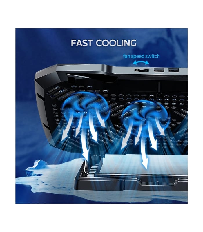 F2 Plus CoolCold Gaming Cooler 3 Big Fans Cooling Pad-