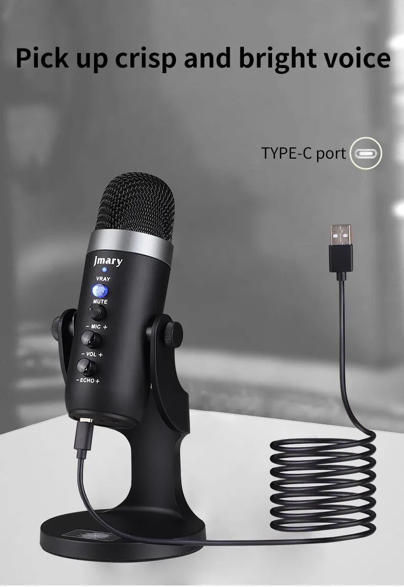 Home Microphone Jmary MC-PW8 Professional USB Microphone For Podcasting, Gaming, Streaming, Recordings With Noise Reduction Jmary MC-PW8 Professional USB Microphone For Podcasting, Gaming, Streaming