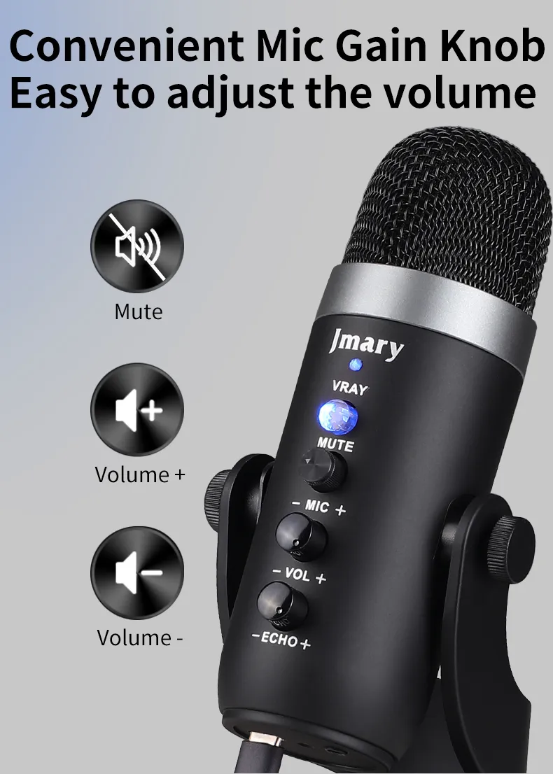 Home Microphone Jmary MC-PW8 Professional USB Microphone For Podcasting, Gaming, Streaming, Recordings With Noise Reduction Jmary MC-PW8 Professional USB Microphone For Podcasting, Gaming, Streaming