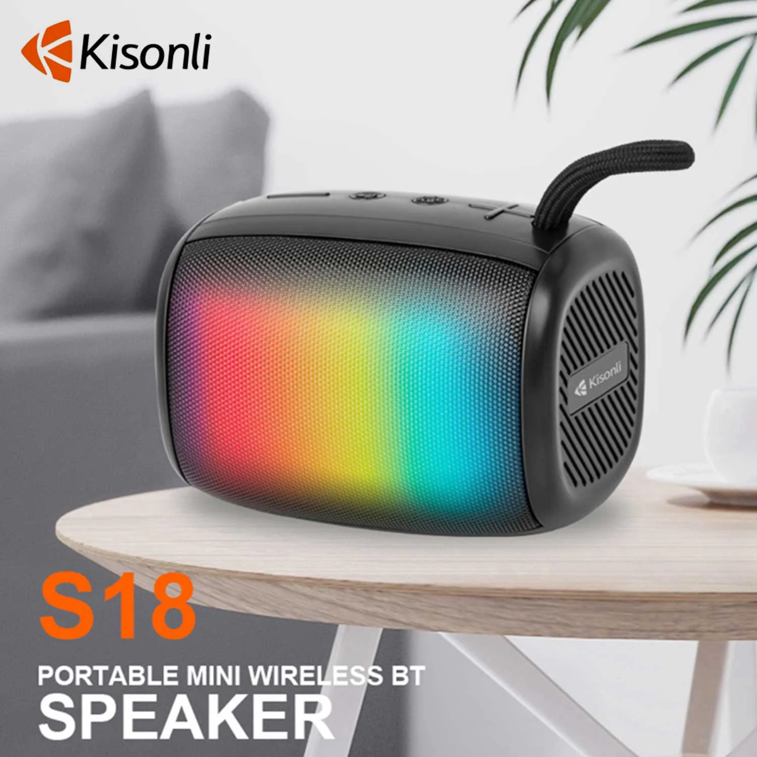 Kisonli S18 RGB Colorful High-Quality Portable Bluetooth Speaker
