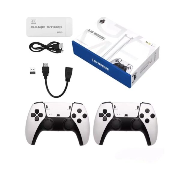 M15 Game Stick 4K Console 64GB with Dual 2.4G Wireless Controllers – 20000 Games