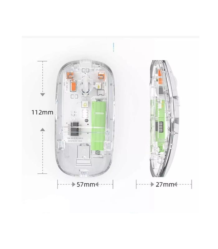 New Transparent Wireless + Bluetooth Dual-Mode Rechargeable Mouse