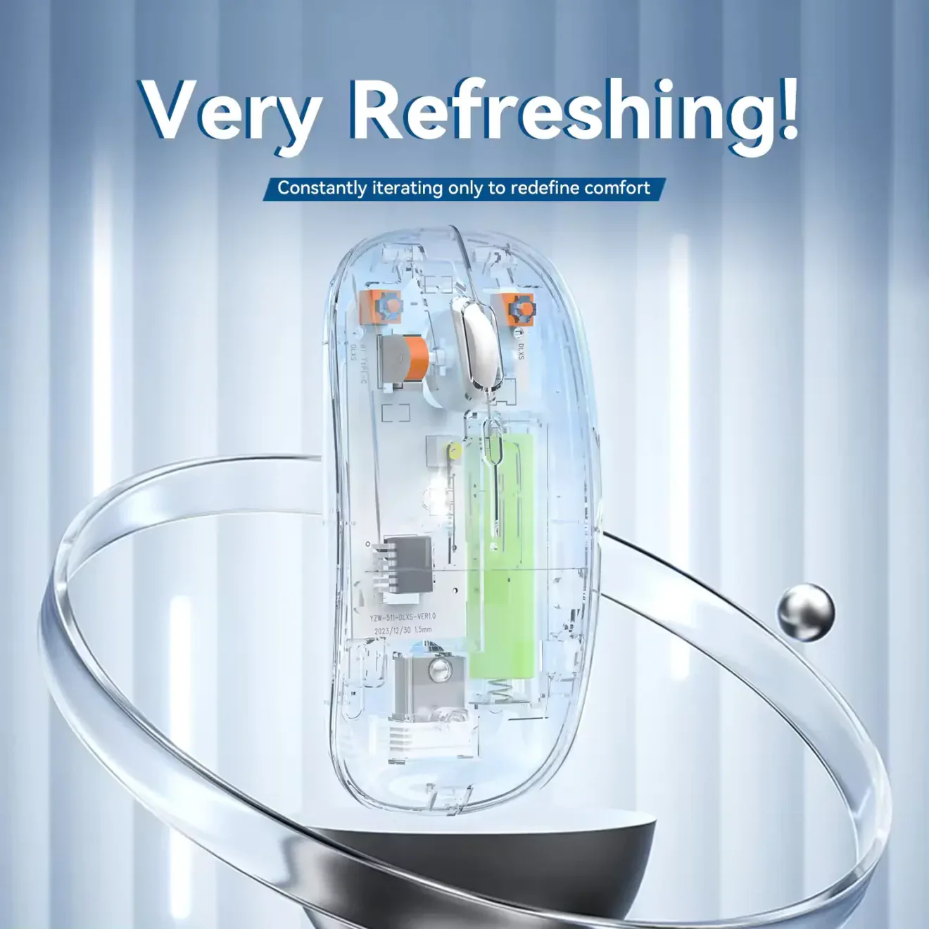 New Transparent Wireless + Bluetooth Dual-Mode Rechargeable Mouse
