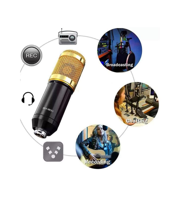 PodCast Mic BM800+V8 AMP CONDENSER MICROPHONE METAL BODY