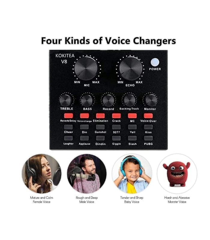 PodCast Mic BM800+V8 AMP CONDENSER MICROPHONE METAL BODY