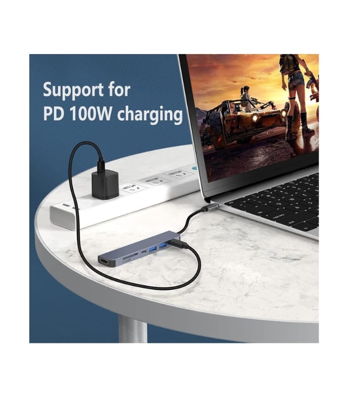 USB C Hub 7-in-1, Type-C Hub to HDTV 4K@30Hz, USB 3.0