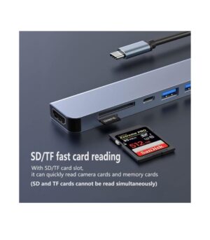 USB C Hub 7-in-1, Type-C Hub to HDTV 4K@30Hz, USB 3.0