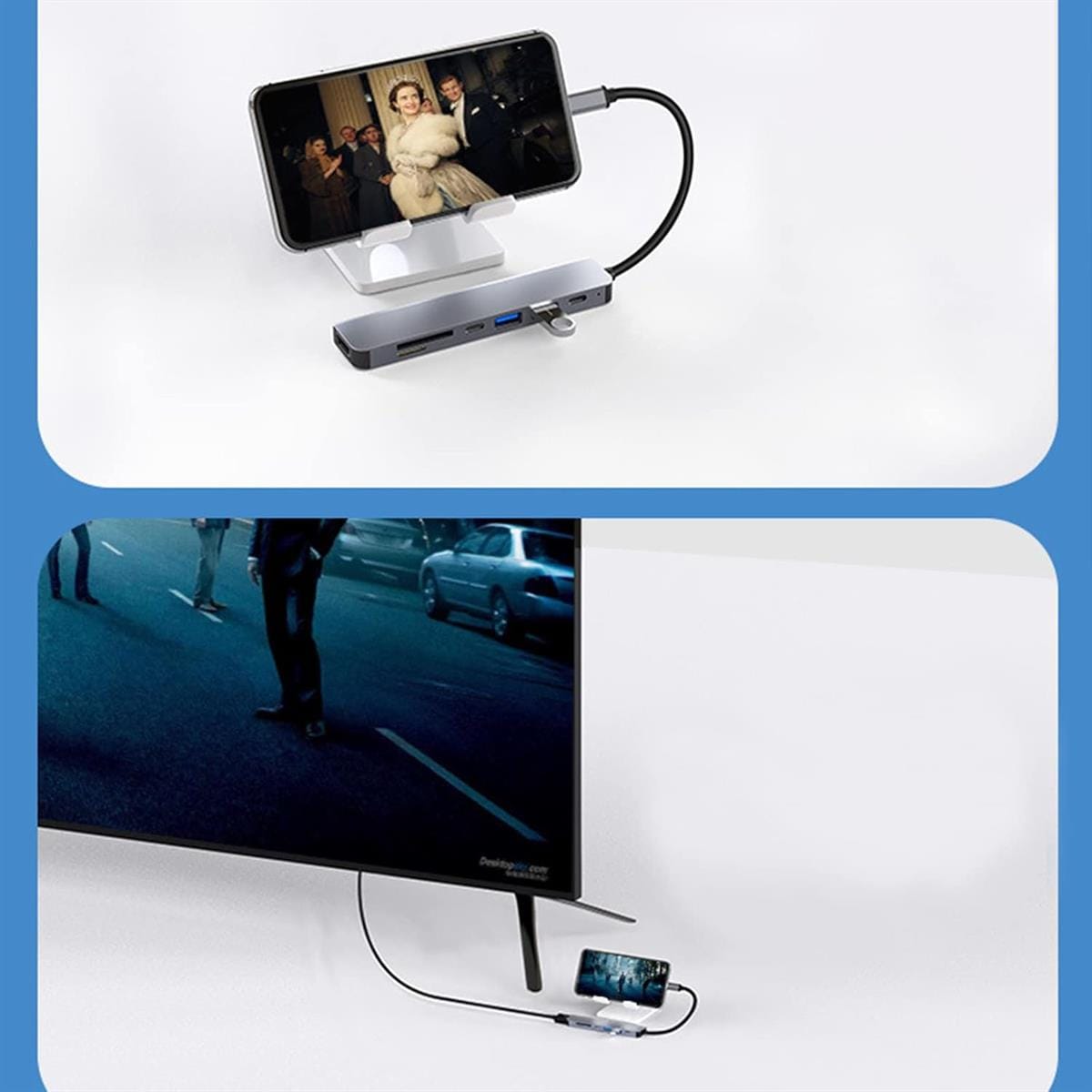 USB C Hub 7-in-1, Type-C Hub to HDTV 4K@30Hz, USB 3.0