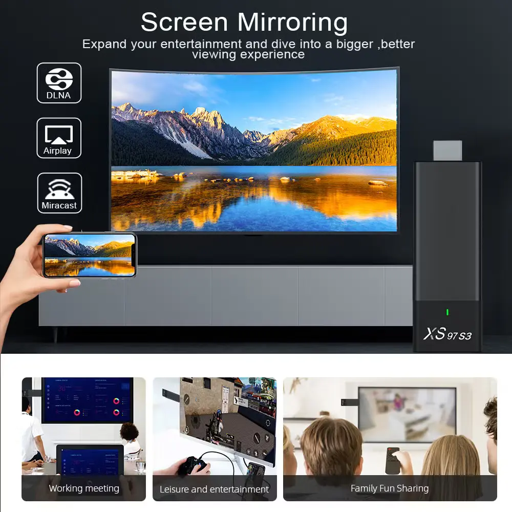 XS97 S3 USB TV Stick Best Fast Quad Core Dual WiFi Allwinner H313