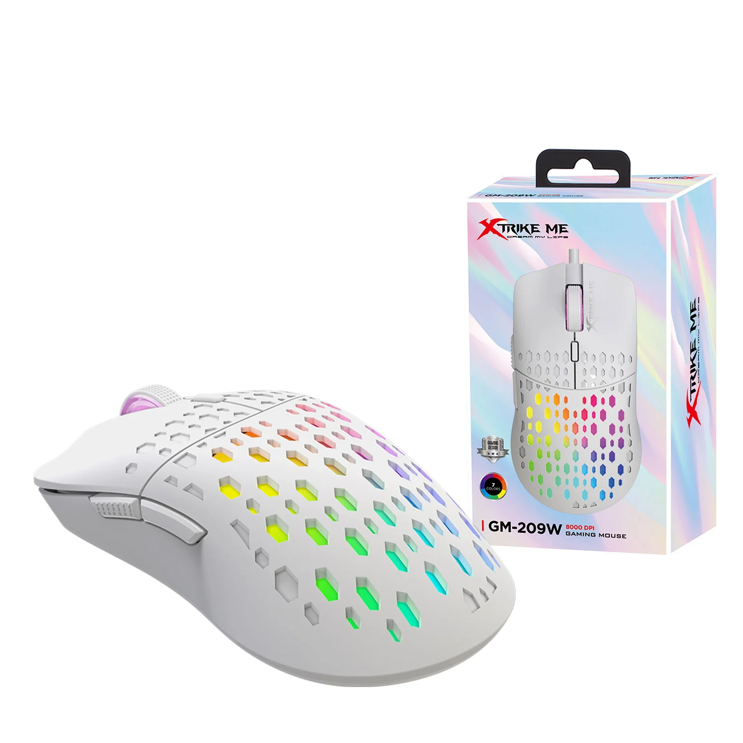 XTRIKE ME GM209W RGB Gaming Mouse - Optical Sensor 8,000 DPI