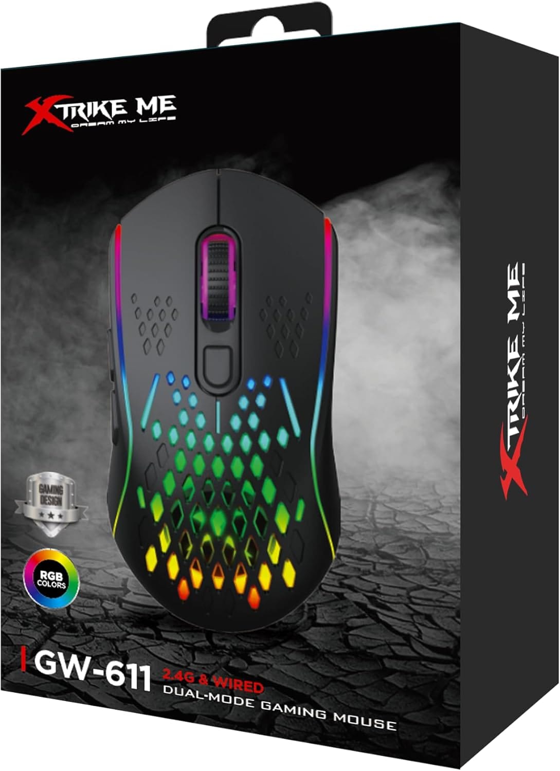 xtrike me XRITKE Gaming Mouse RGB 2.4G Wireless+Wired Dual Modes Mouse