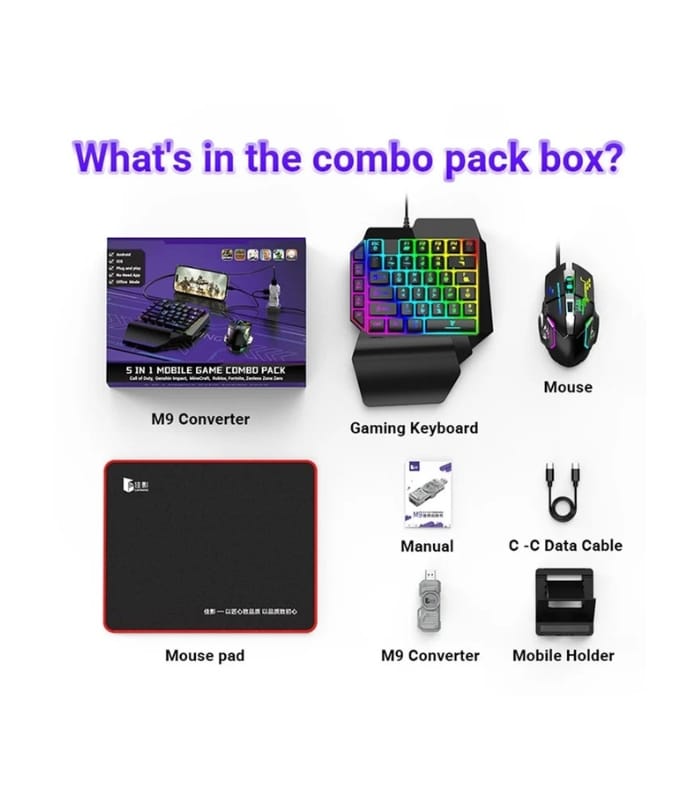 5in1 Mobile Gaming Keyboard Mouse M9 for BGMI