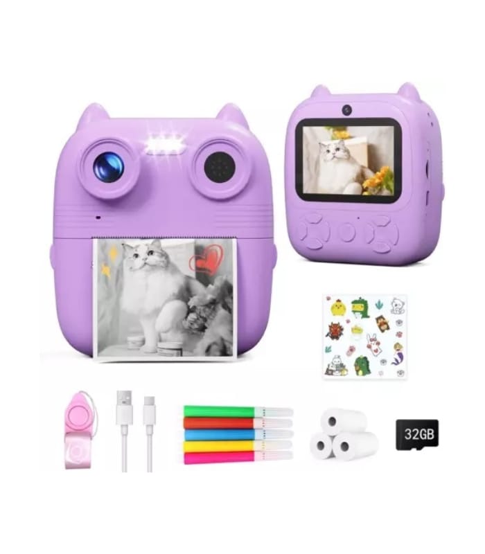 D8S HD 1080P Front Rear Dual Lens Kids Digital Print Camera 48MP