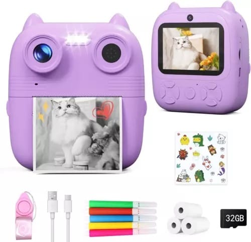 D8S HD 1080P Front Rear Dual Lens Kids Digital Print Camera 48MP