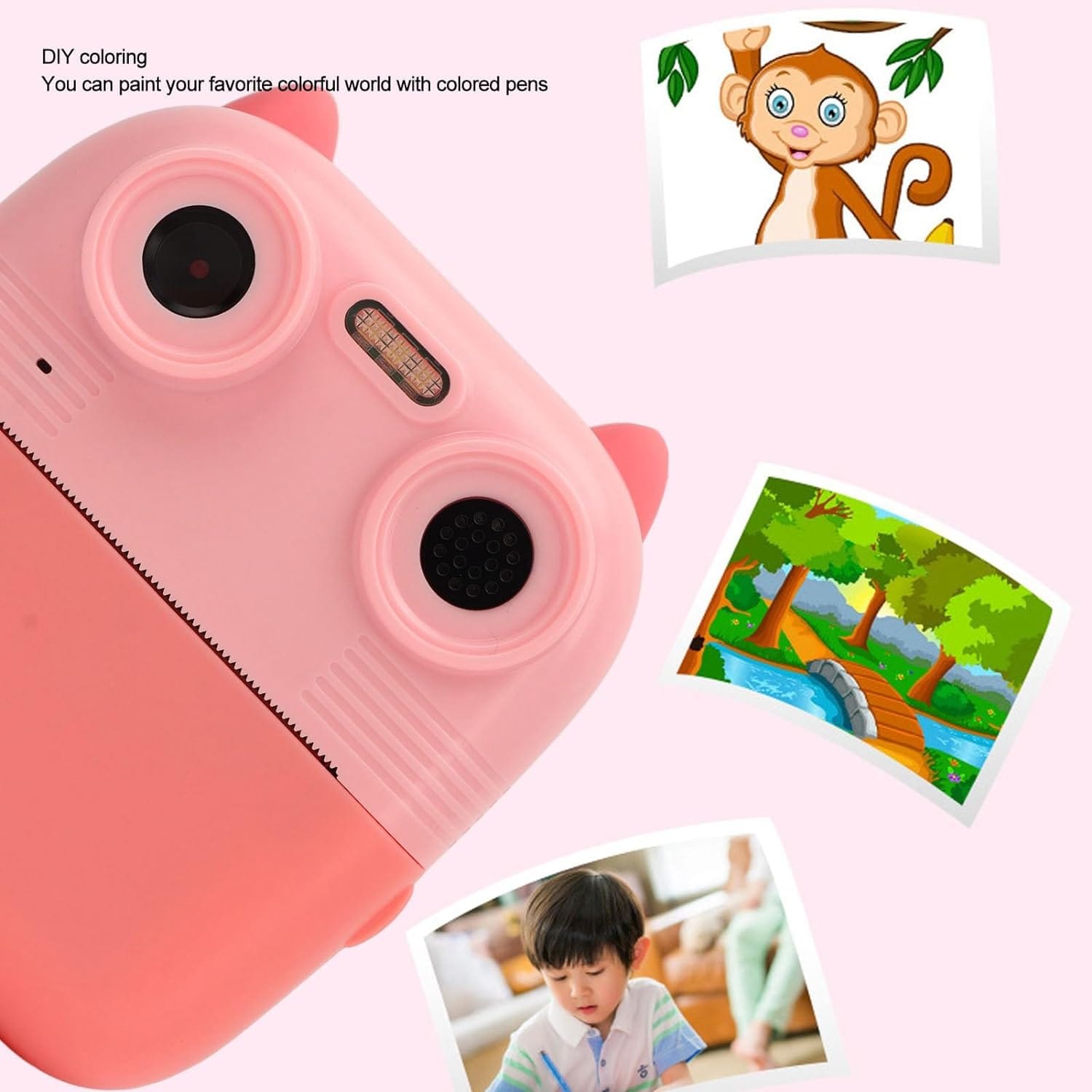 D8S HD 1080P Front Rear Dual Lens Kids Digital Print Camera 48MP