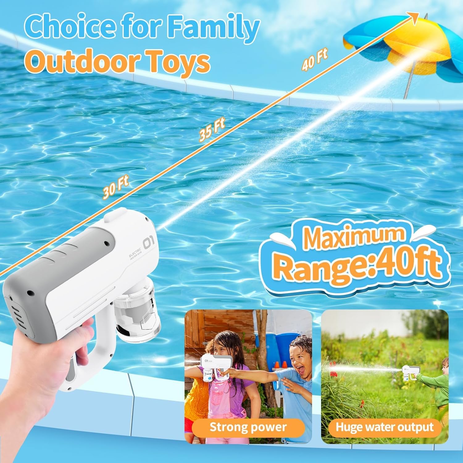 Excefore Electric Water Gun Toy – Shoots Up to 40 Feet, for Kids & Adults
