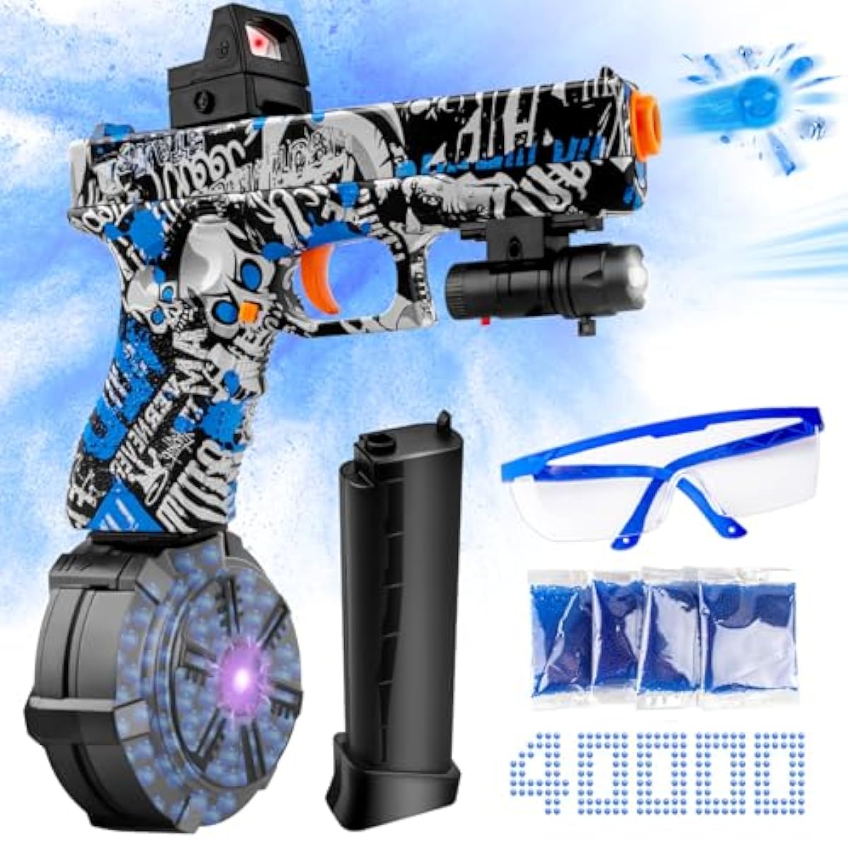 Gel Splatter Blaster Pistol for Orbeez with Drum and Sight