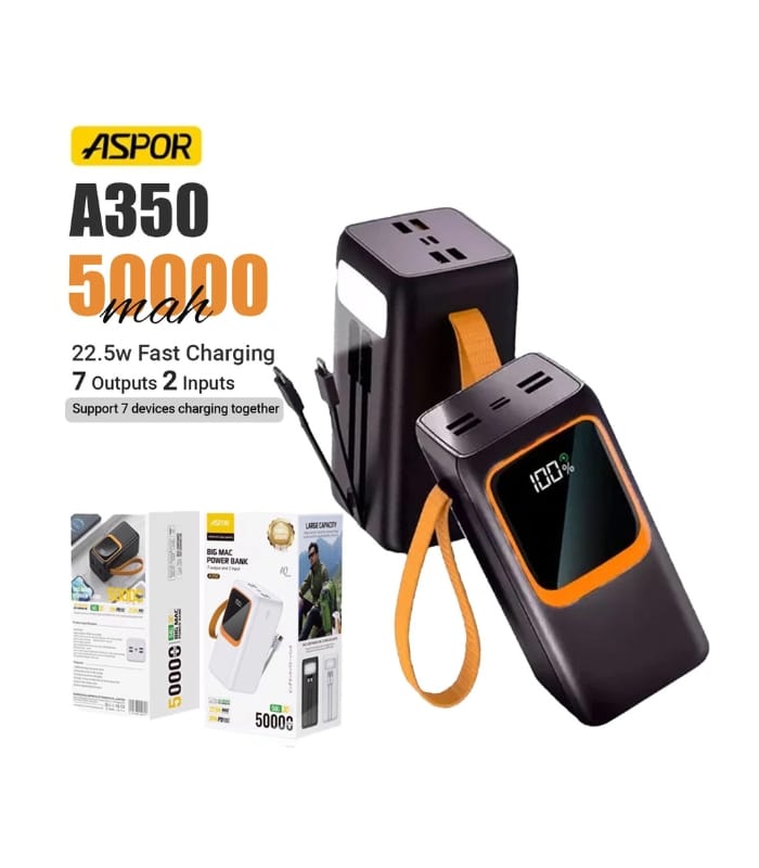 Aspor A350 50000mAh Fast Charging with Built-in Flashlight Power Bank