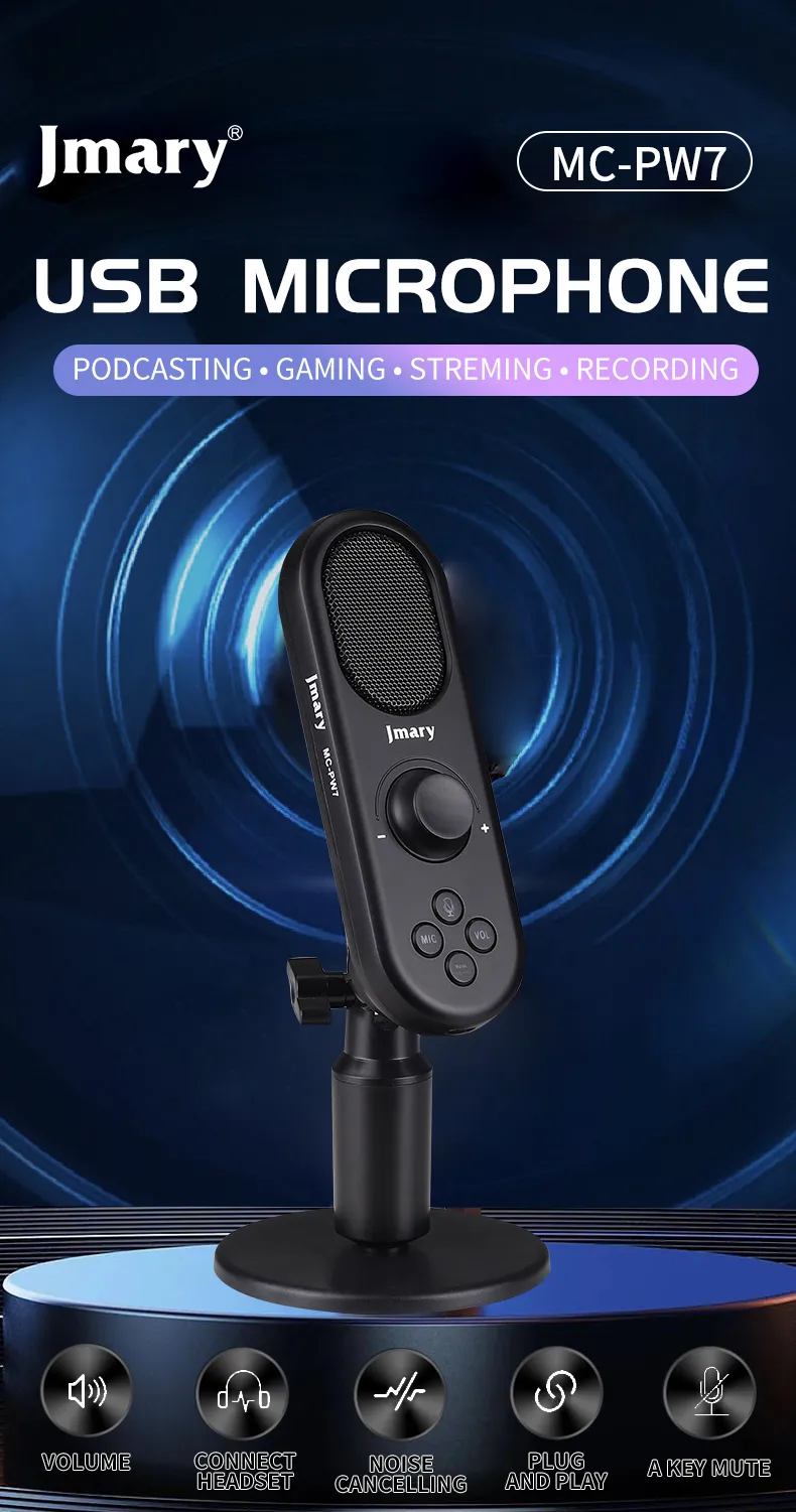 Jmary MC-PW7 Professional Usb Microphone For Podcasting, Gaming, Streaming, Recordings With Noise Reduction