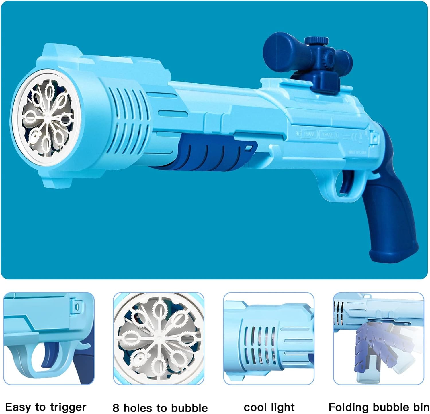 Rifle Bubble Gun, Bubble Machine Bubble Shooter for Kids with Bubbles 5000+ Per Minute