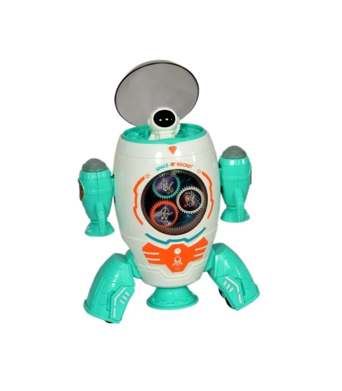 Space Rocket Musical Toy for Kids with Dynamic Flashing Lights and Rotation Feature