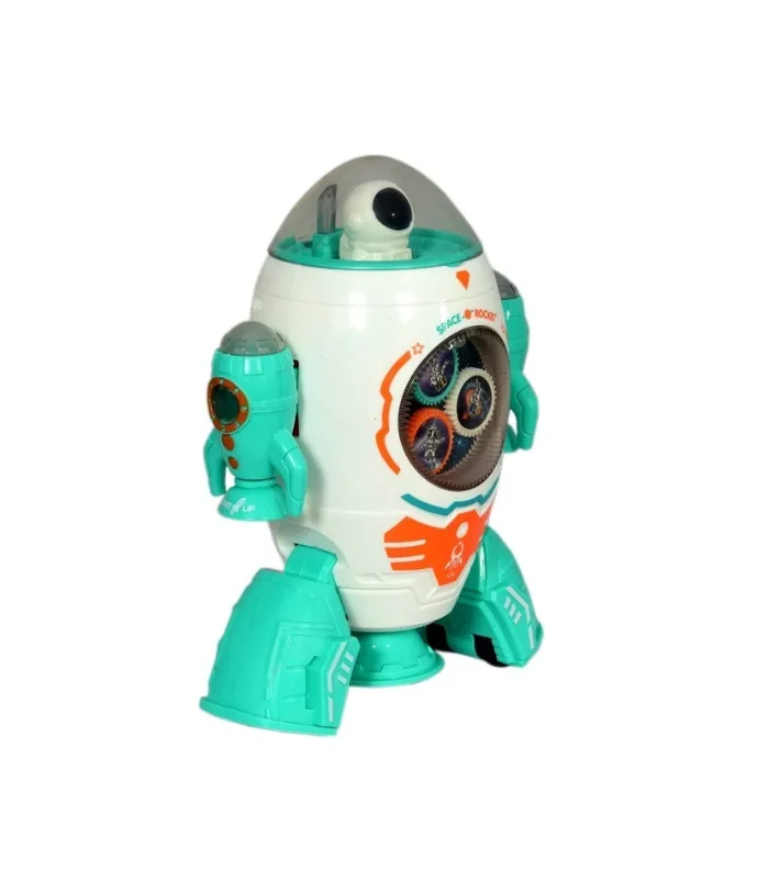 Space Rocket Musical Toy for Kids with Dynamic Flashing Lights and Rotation Feature
