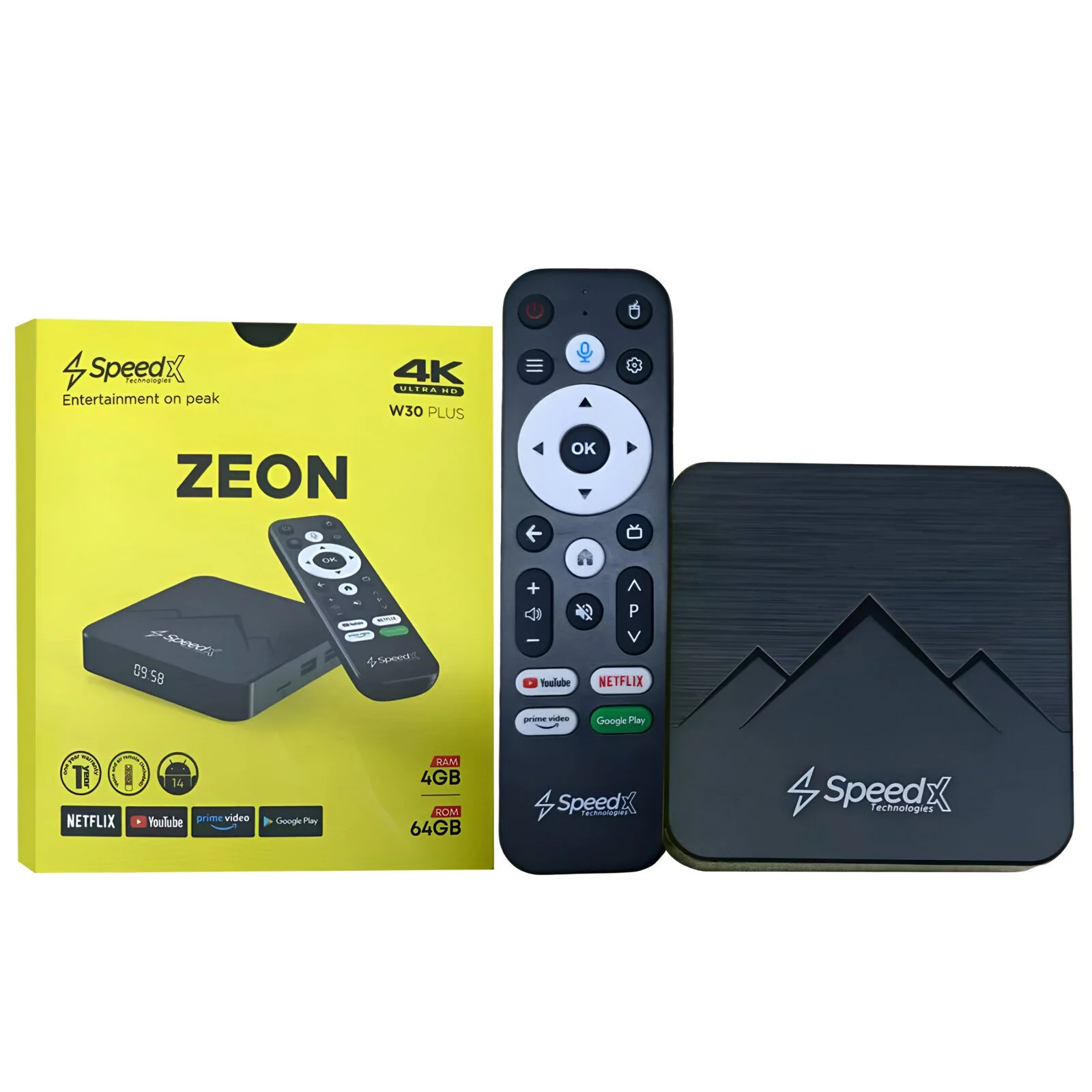 Speed-X W30 Plus Zeon Quad-Core Arm Cortex A53 Android 14.0V Smart TV Box (4GB+64GB)