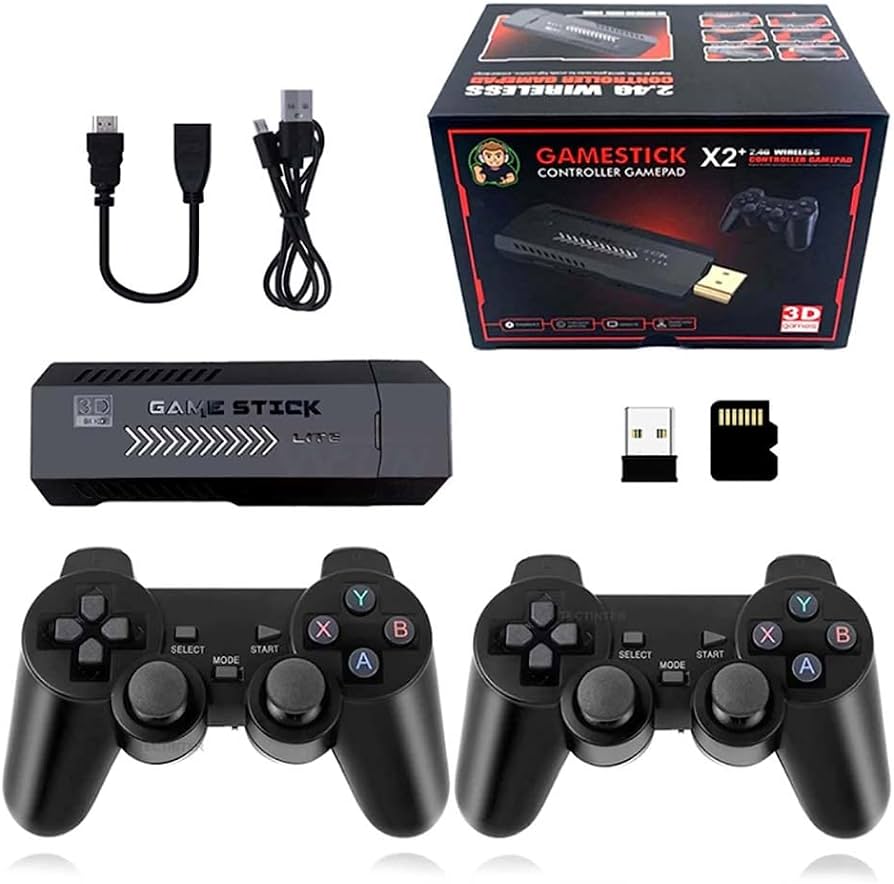X2 Plus Retro 3d 32000+ Video Games 4k Hd Output Game Stick With 2 Wireless Controllers
