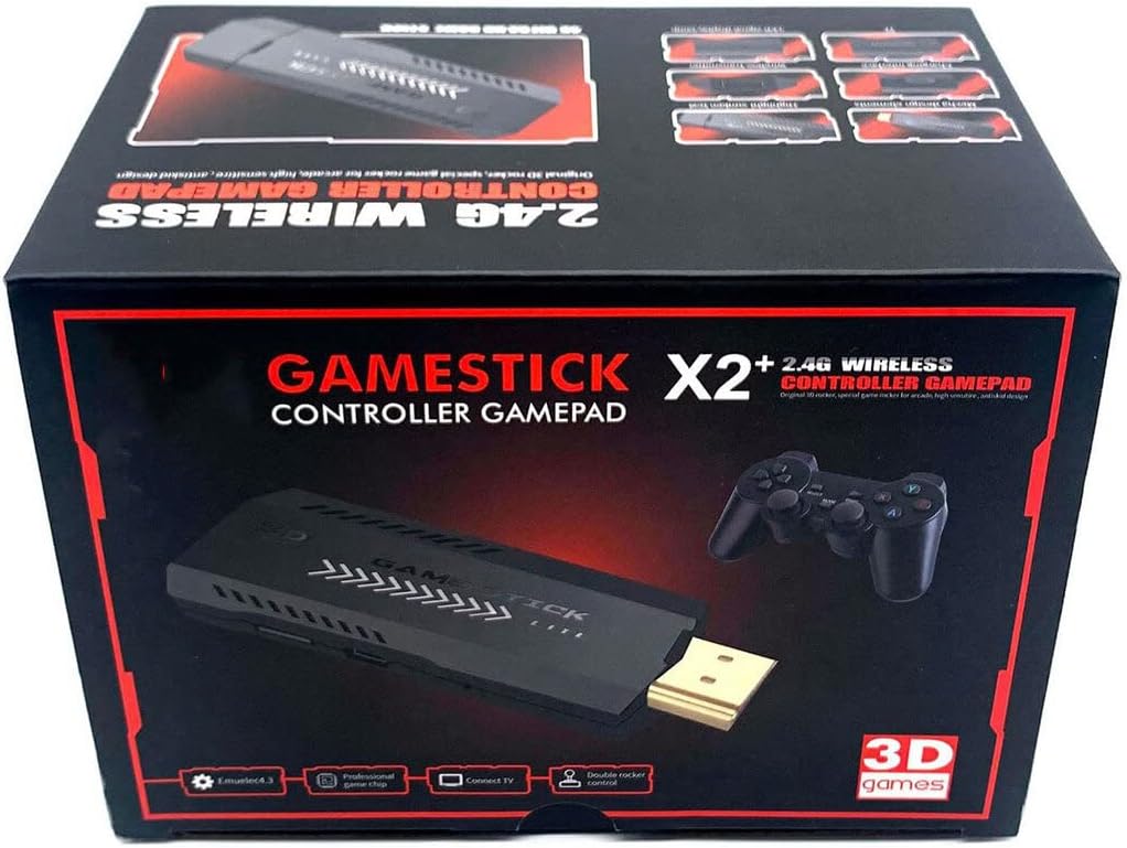 X2 Plus Retro 3d 32000+ Video Games 4k Hd Output Game Stick With 2 Wireless Controllers