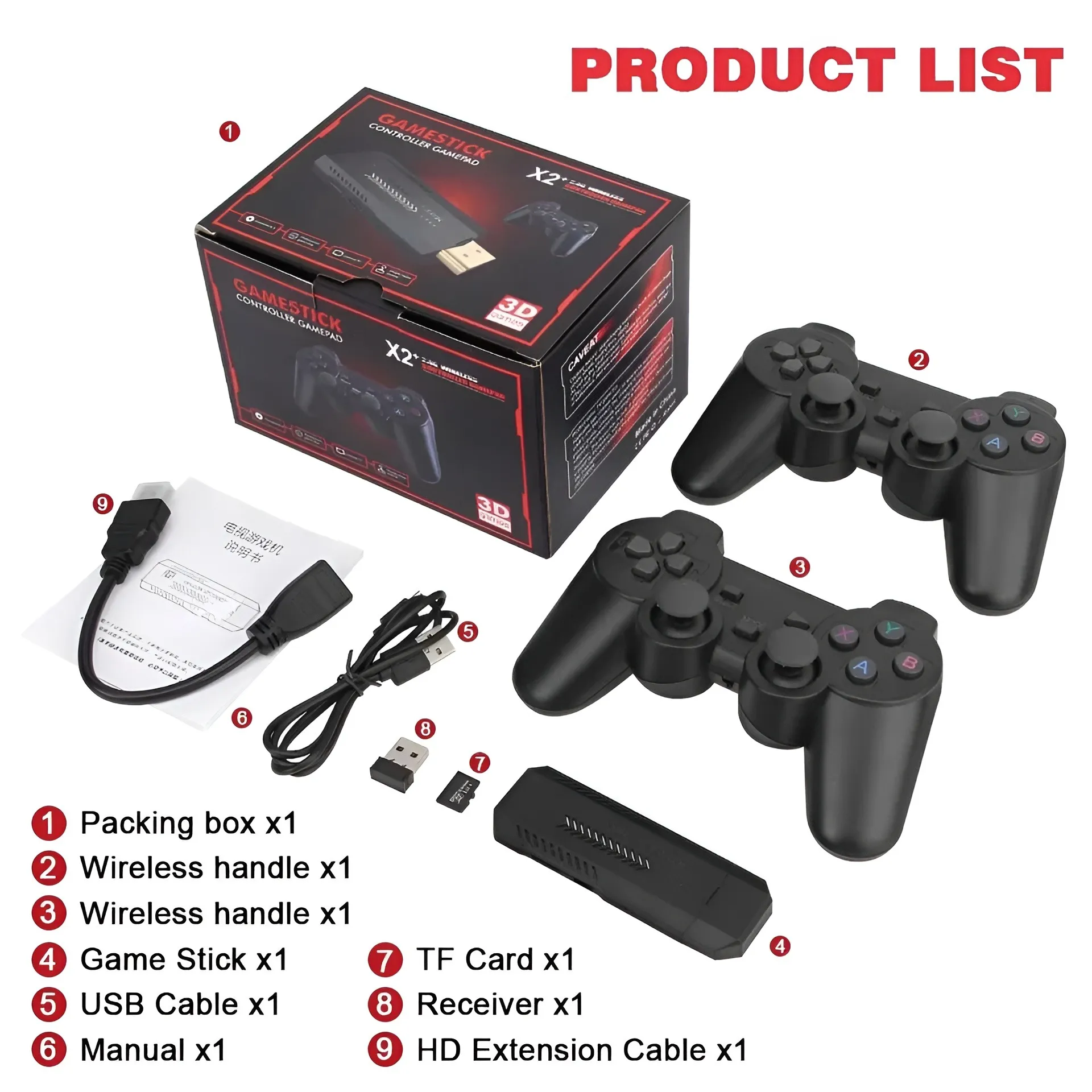 X2 Plus Retro 3d 32000+ Video Games 4k Hd Output Game Stick With 2 Wireless Controllers