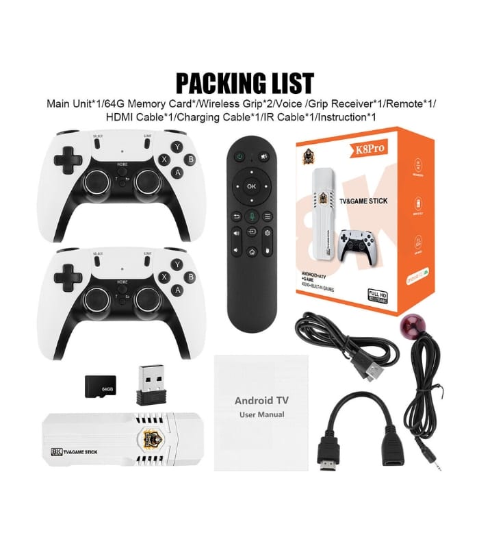 K8 Pro 40000+ Games 8K Wireless Game Console Stick with Android 12.1