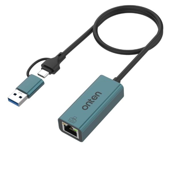ONTEN UE106+ Ethernet Adapter USB-A & USB-C