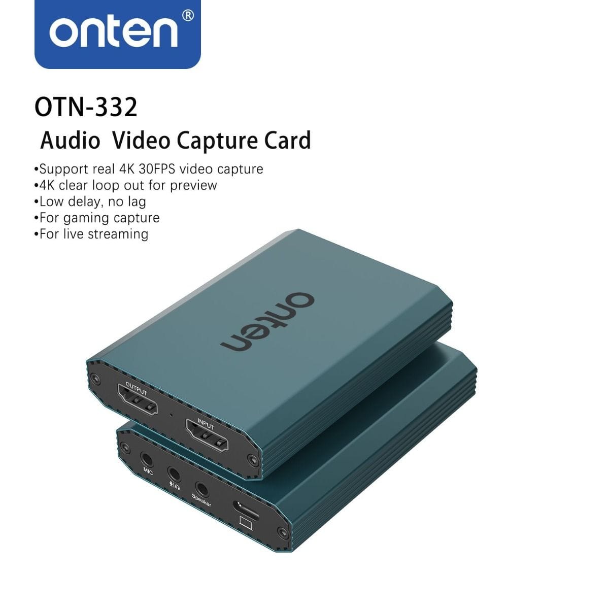 Onten Audio Video Capture Card (HDMI output 4K@60Hz) OTN-332