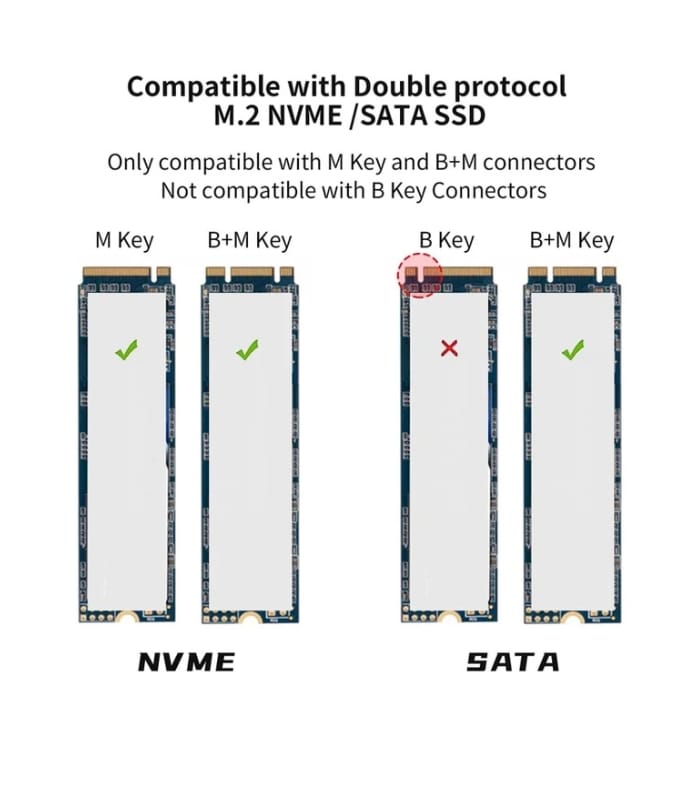 Onten UCA322+ 10Gbps M.2 M-key NVMe NGFF SSD Enclosure