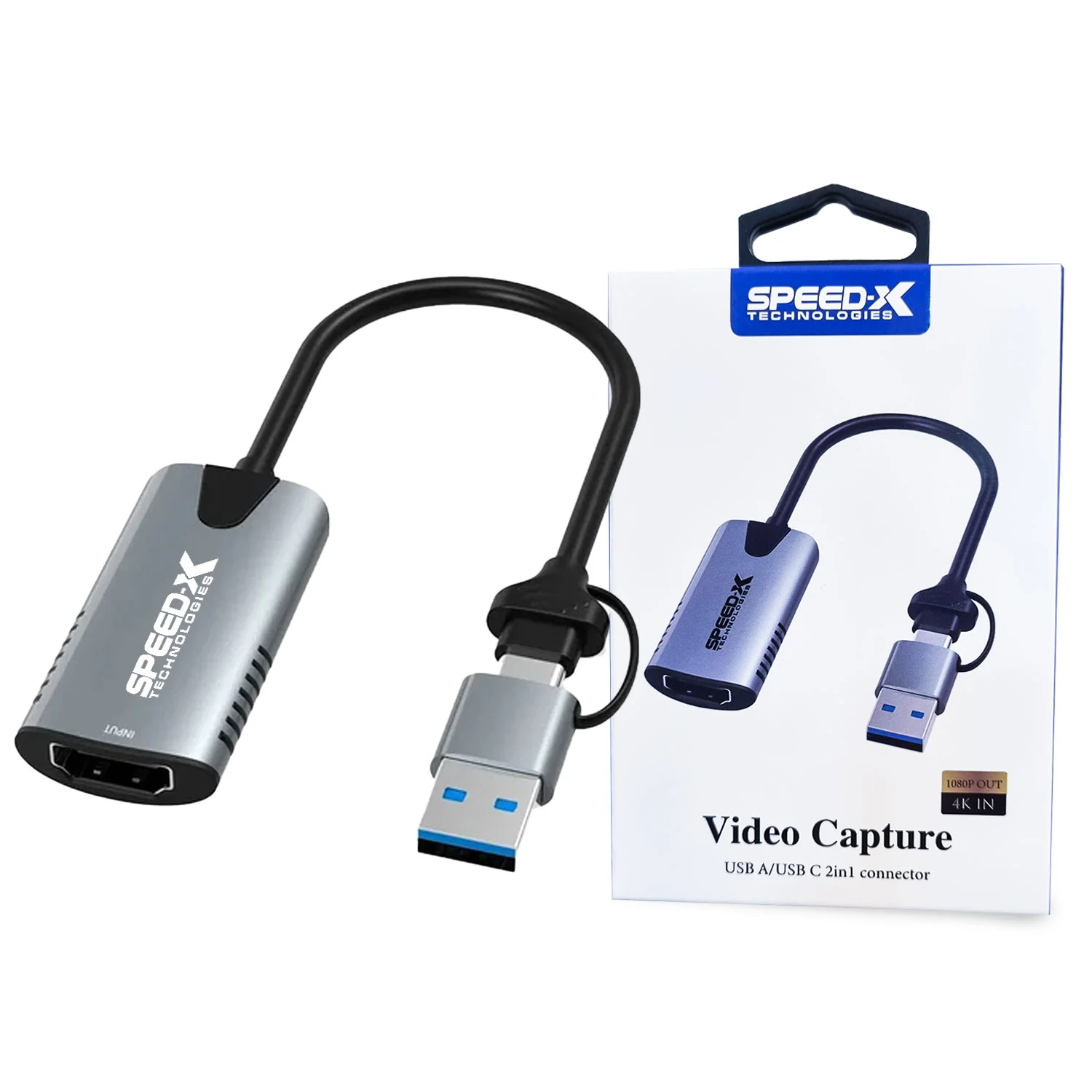Speed-X Video Capture USB A-USB C 2-In-1 To HDMI Connector