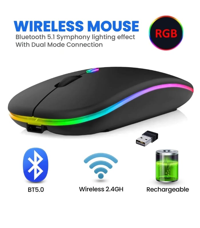 HP W10 Wireless RGB Bluetooth, Wireless, Rechargeable Slim Mouse