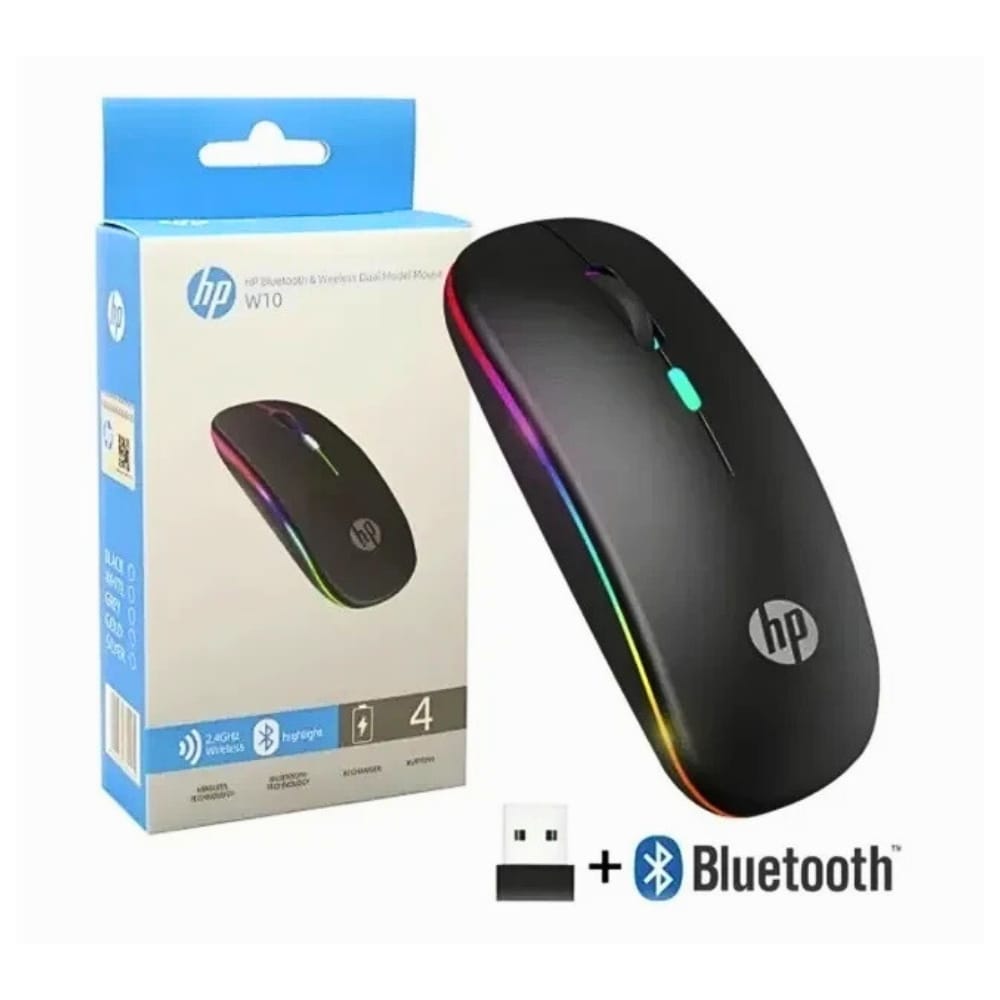 HP W10 Wireless RGB Bluetooth, Wireless, Rechargeable Slim Mouse