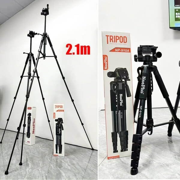 NeePho 910A Tripod Stand Retractable Height Adjustable Camera Tripod with Phone Holder