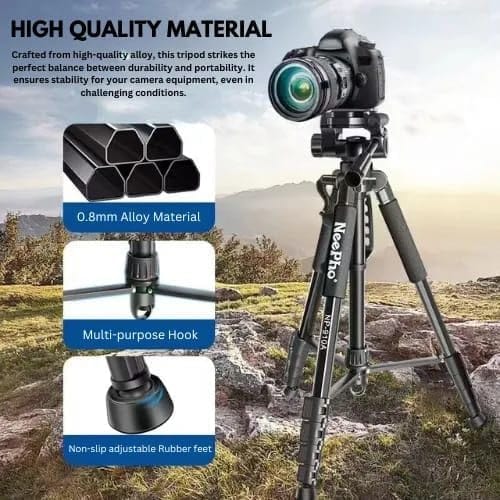 NeePho 910A Tripod Stand Retractable Height Adjustable Camera Tripod with Phone Holder