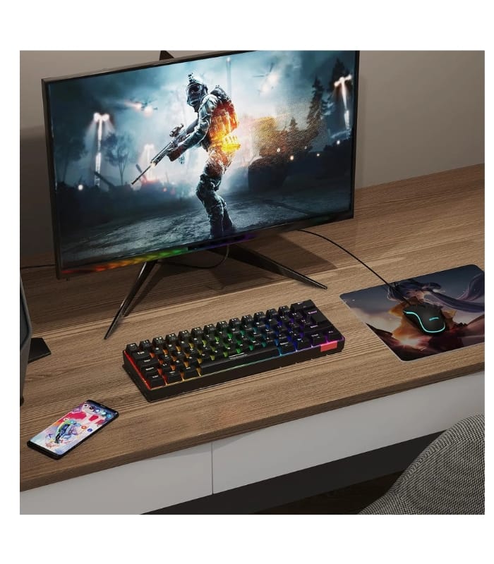 Wordsworth Mechanical Gaming Keyboard and Comfortable Mouse combo With RGB Lights - Black