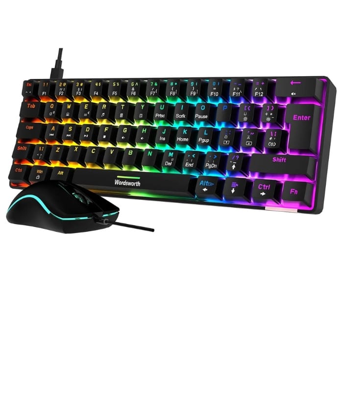 Wordsworth Mechanical Gaming Keyboard and Comfortable Mouse combo With RGB Lights - Black